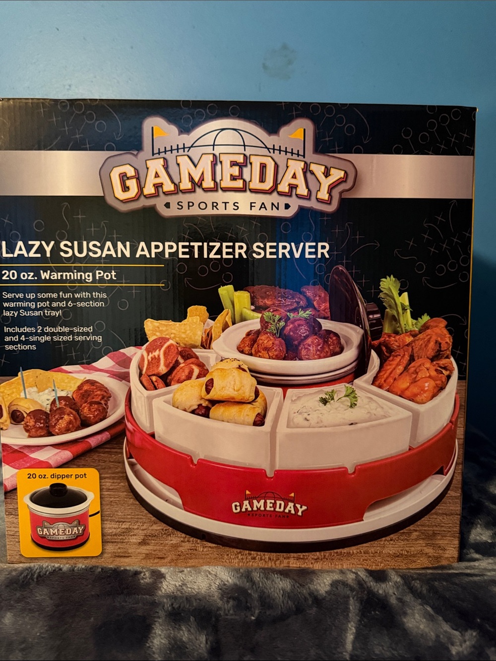 Ameda Red and White Gameday Lazy Susan Appetizer Server
